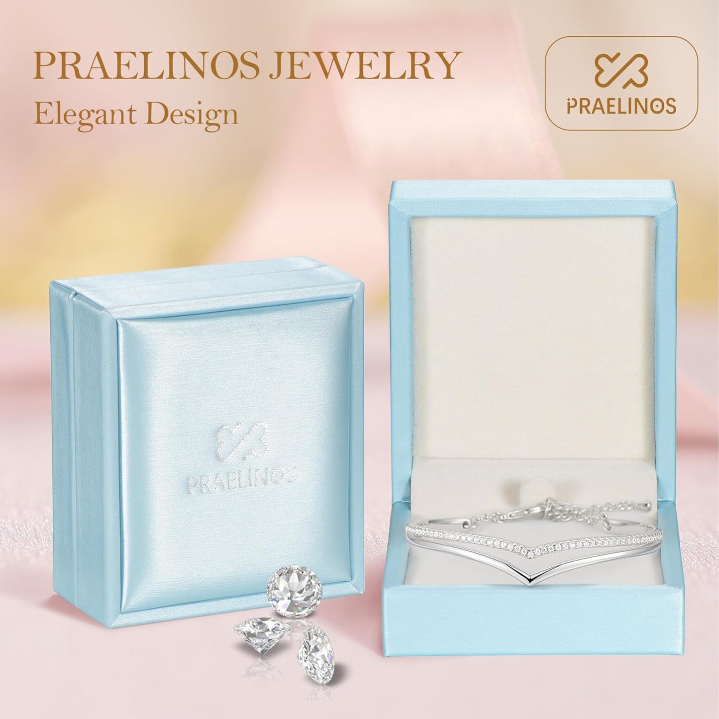 Minimalistic Bracelets for Women White/Rose Gold Plated Charm Silver Tone Bracelet 5A Cubic Zirconia Jewelry Christmas Birthday Valentine Mother'S Day Gifts for Mom Women Wife Her